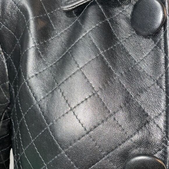 Jaclyn Smith Vintage Genuine Leather Quilted Jacket size S Collared Snap Front - Picture 4 of 11